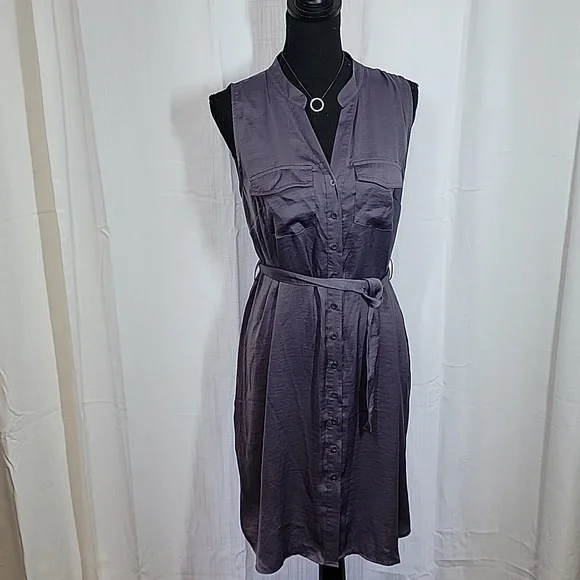 Motherhood Maternity Sleeveless Button-up Dress w/Belt - Picture 2 of 16